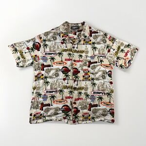 ESPN All Over Print Rayon Shirt Men's XL Y2K Sports Hawaiian Button Up